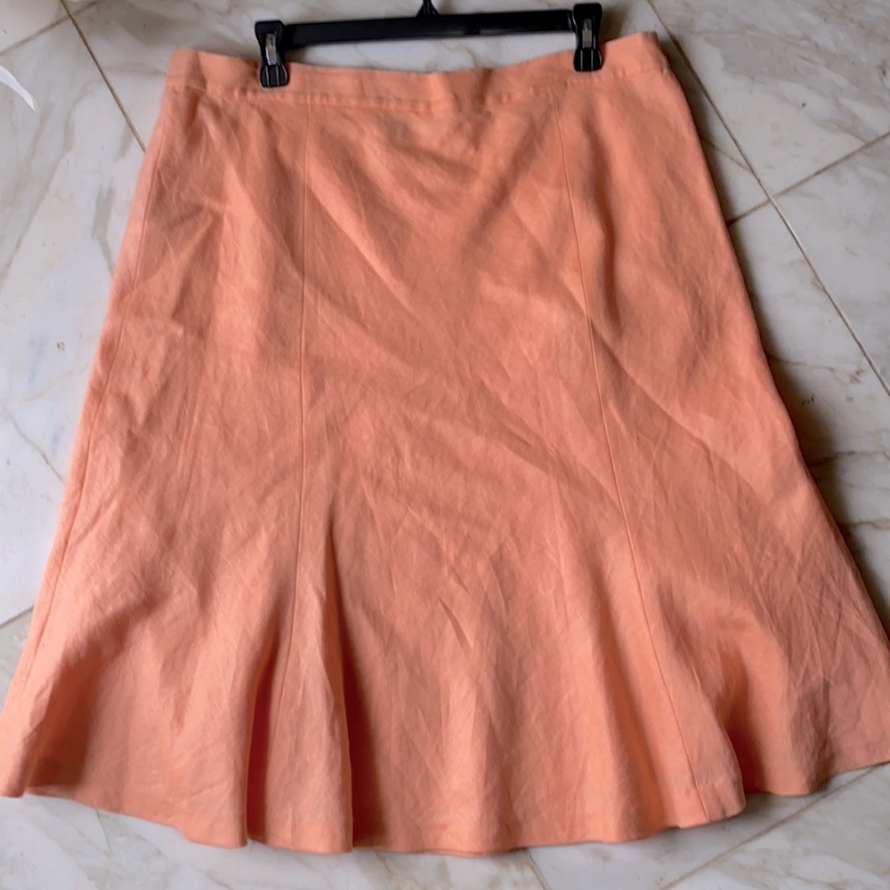 CHAPS Women’s Soft Orange Linen Skirt 14 - Picture 1 of 16